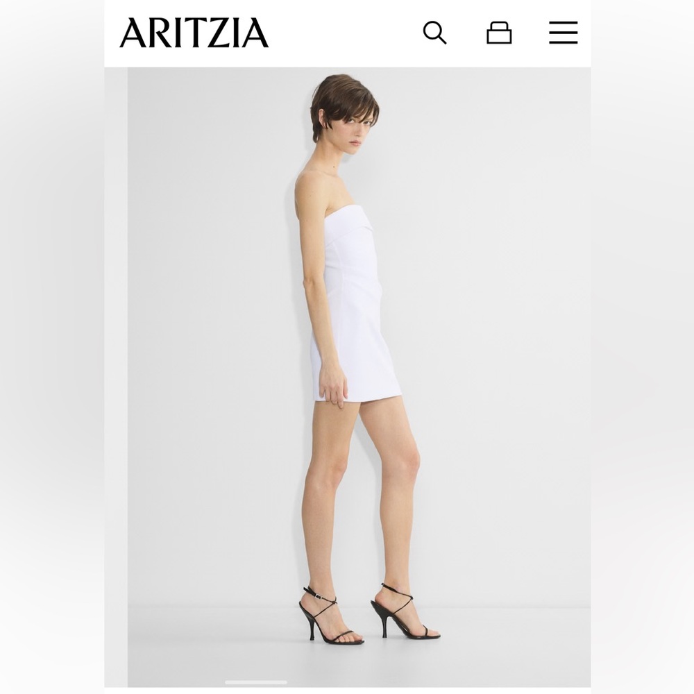 Aritzia Strapless White Mini Dress